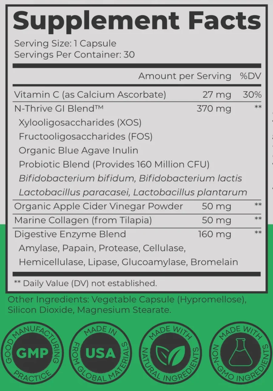 neuro-biome Supplement Facts panel
